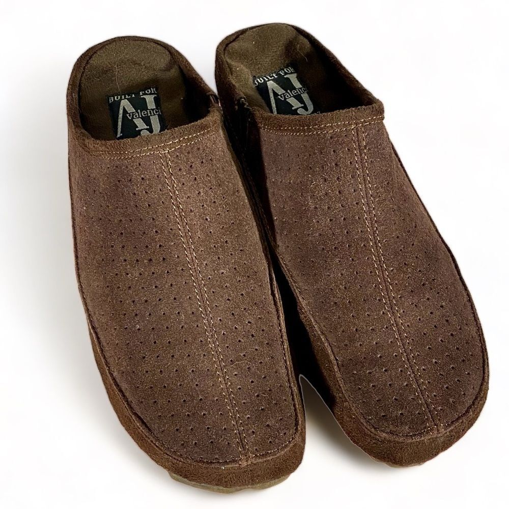 AJ Valenci Women's Size 7 Brown Suede Wedge Slip On Comfort Shoes